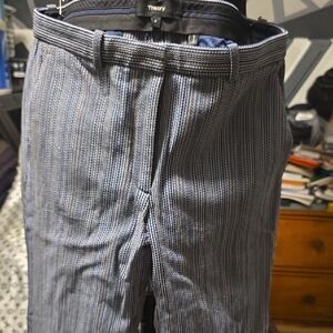 Theory Women's Navy and White Patterned Dress Pants